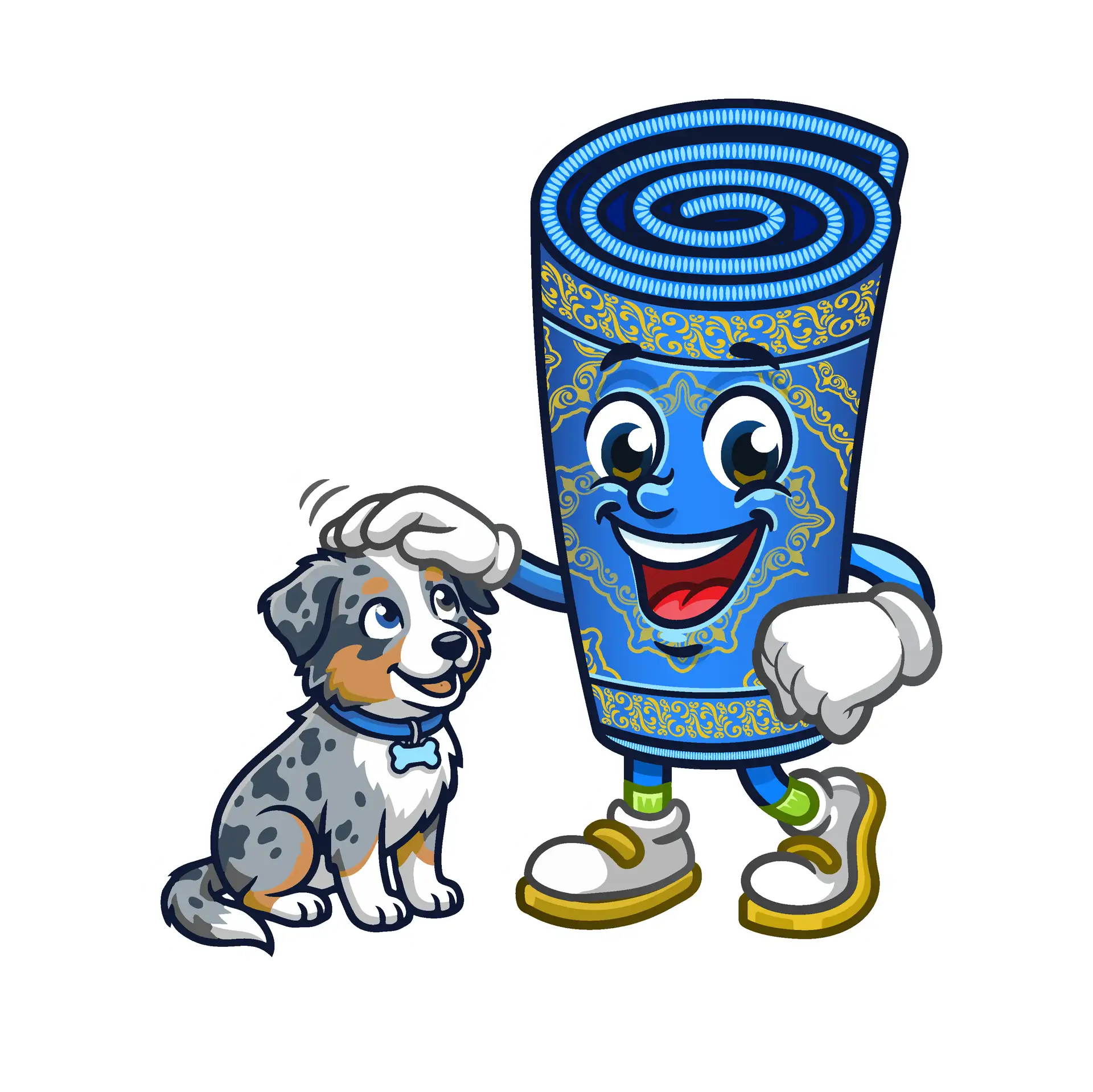 Rug Life mascot with a dog — pet stain and odor removal