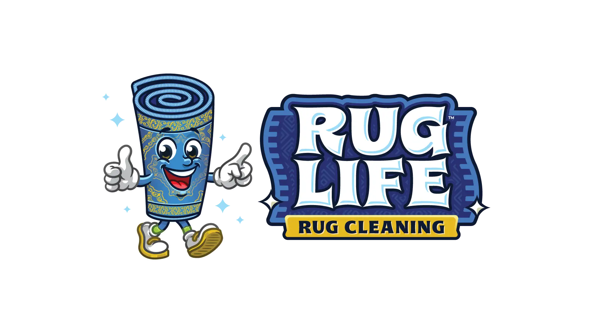Rug Life mascot and logo — the Rug Guy